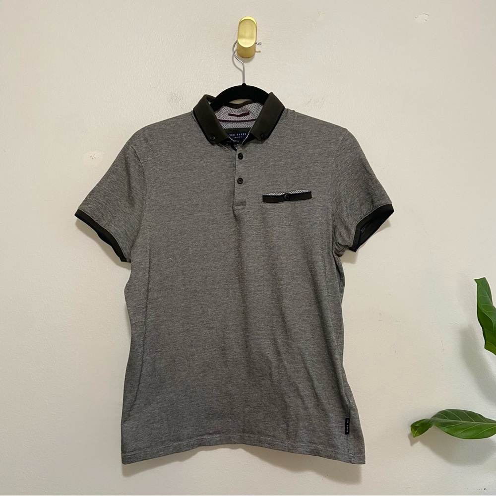 Ted Baker Gray Green Short Sleeve Polo Shirt